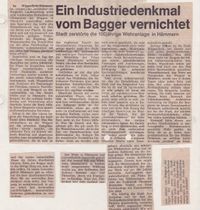 Zeitung: Industriedenkmal vom Bagger vernichtet.